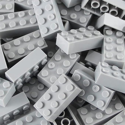 Feleph 100pcs 2x4 Bricks Light Grey Gray Building Blocks Set Toy Accessories Combine with Major Brick Brands