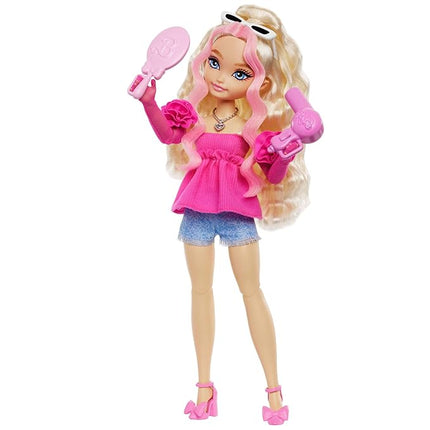 Barbie Dream Besties Playset, Malibu” Posable Fashion Doll with Wavy Blonde Hair, 11 Makeup & Hair-Themed Accessories