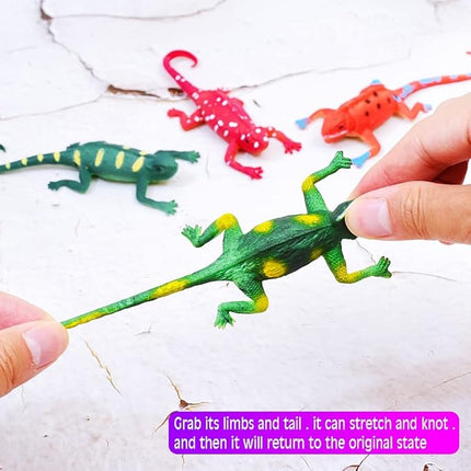 10PCS Lizard Animal Figurines, Color Changing Chameleon Toy, Stretchy Realistic Reptile Playset, for Kids 3 Years and up, Novel Gag Toy, for Goodie Bag Fillers,Cake Topper, Easter Egg Stuffing