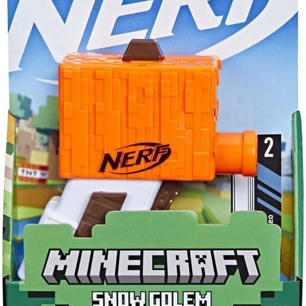 Nerf Microshot Minecraft Snow Golem Mini Blaster, Minecraft Snow Golem Mob Design, 2 Official Nerf Elite Darts with Priming Handle F6132