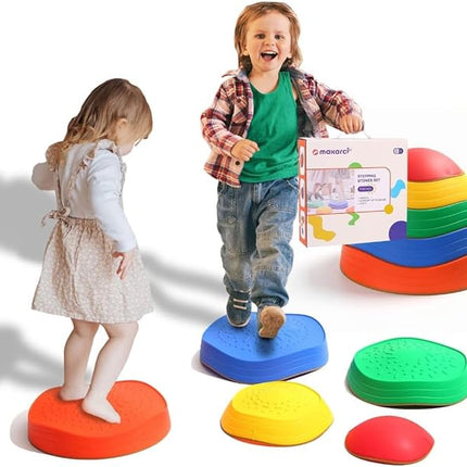 makarci Stepping Stones for Kids, 5pcs Non-Slip Plastic Balance Stones, Promoting Children's Coordination Skills Sensory Play Equipment, Toddler Toys for Age 3 4 5 6 7 8 Years