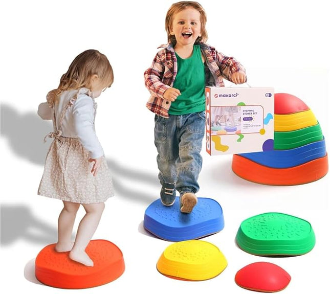 makarci Stepping Stones for Kids, 5pcs Non-Slip Plastic Balance Stones, Promoting Children's Coordination Skills Sensory Play Equipment, Toddler Toys for Age 3 4 5 6 7 8 Years