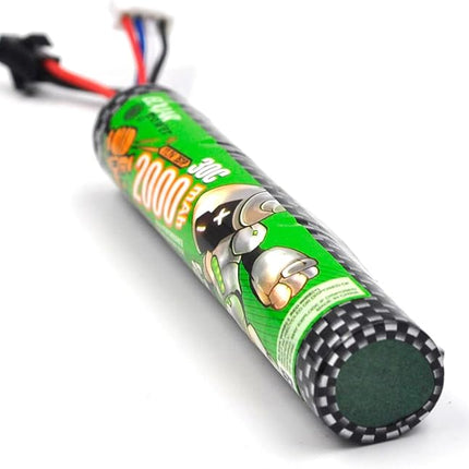 (2-Pack) 11.1V 2000mAh 30C Li-ION Battery with SM-2P Plug Replacement for Airsoft Splatter Blaster, Remote Controlled Vehicle, Water Bead Blaster with Charger