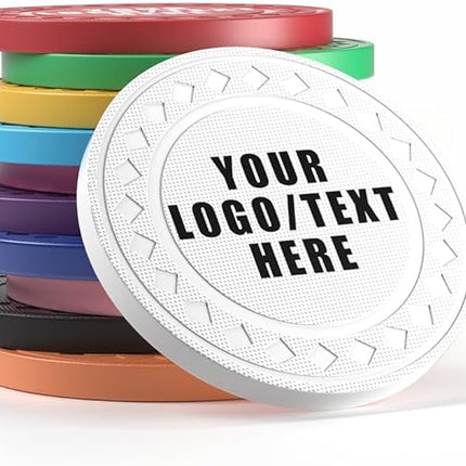 100 Personalized Plastic Diamond Chips, Print Your Image and Text, Tokens for Casino Player, Board Game, Late Night Poker Game, Party, Bar, Golf Ball Markers, Business Cards, Redemption
