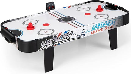 Giantex 42" Air Hockey Table - Small Air Hockey Table Top w/ 2 Pucks, 2 Strikers, LED Electronic Scoring, Powerful 12V Motor, Portable Mini Air Hockey Arcade Table Game for Kids & Adults, Game Room