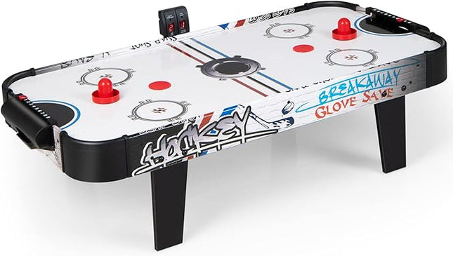 Giantex 42" Air Hockey Table - Small Air Hockey Table Top w/ 2 Pucks, 2 Strikers, LED Electronic Scoring, Powerful 12V Motor, Portable Mini Air Hockey Arcade Table Game for Kids & Adults, Game Room