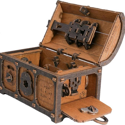 WOODEN.CITY Puzzle Box Treasure Chest - Assemble and Solve Riddles for a Unique Escape Room Experience - Wooden Clue Box Perfect Unique Gift Box - Made in EU