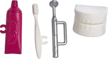 Barbie Careers Playset, Dentist Set with Brunette Fashion Doll, 1 Blonde Toddler Small Doll, Furniture & Accessories