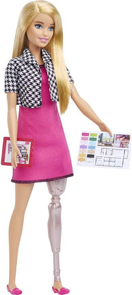 Barbie Careers Fashion Doll & Accessories, Interior Designer with Prosthetic Leg in Removable Outfit with Tablet & Design Sheet