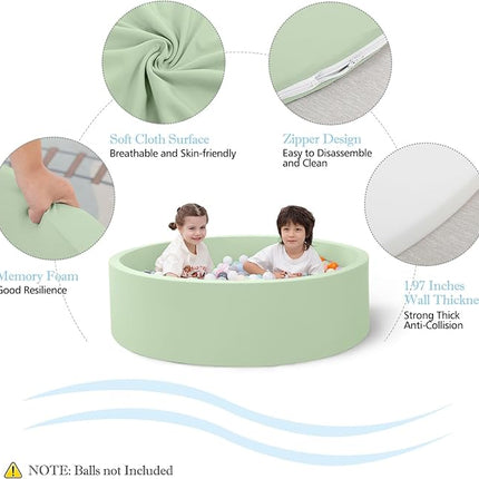 Foam Ball Pit for Toddlers, 35.4"x 11.8" Kids Ball Pit, Soft Round Baby Ball Pool, Ideal Gift for Girls and Boys, Indoor and Outdoor Game(Green, NO Balls)