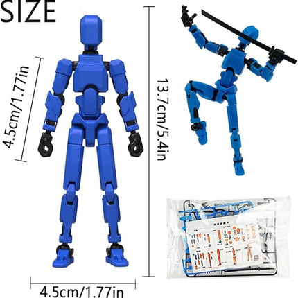 Titan13 Action Figure, Lucky Robot 13 Action Figures, 3D Printed Multi-Jointed Movable Action Figure, Dummy Robot 13 Figures Toy for Desktop Decorations Game Gifts(Blue)