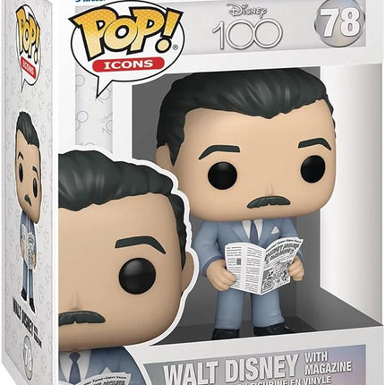 POP Icons: Disney 100 - Walt Disney with Magazine Funko Vinyl Figure (Bundled with Compatible Box Protector Case), Multicolor, 3.75 inches