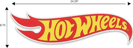 Mattel Hot Wheels Flame Logo Metal Sign - Large Hot Wheels Sign for Kids' Bedroom, Man Cave or Garage