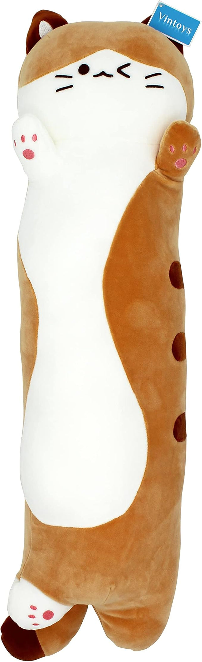 Very Soft Cat Long Hugging Pillow Plush Kitten Kitty Stuffed Animals Brown 26"