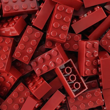 Feleph 100pcs 2x4 Bricks Dark Red Pieces Parts Classic Building kit Creative Play Set Basic Blocks Toy Accessories Compatible with 3001 Major Brands