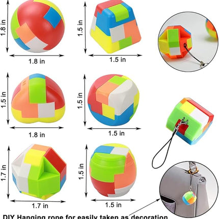 17 Pack Brain Teasers Puzzles for Kids & Adults, Brain Teasers Metal and Wooden IQ Toys Puzzle Mind Game 3D Coil Cast Wire Unlock Interlock Magic Ball Puzzles for Teenagers