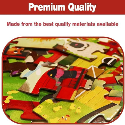Puzzles for Kids Ages 12 Year Old 24 Pieces Large Fire Truck Kids Jigsaw Puzzles, Professional Preschool Toy Puzzles for Toddlers Boys and Girls –16”x12” with Storage Box