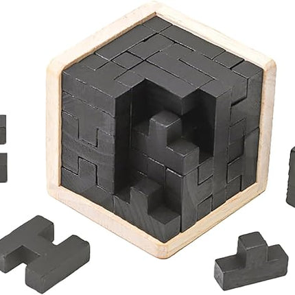 Wooden Brain Teaser Puzzle Cube Wooden Puzzles T-Shaped Jigsaw Logic Puzzle Educational Toy for Kids and Adults by AHYUAN (T and H Shape Black)