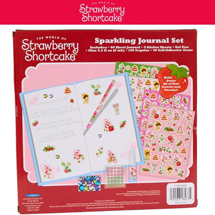 Strawberry Shortcake Sparkle Journal Set for Kids, Journal Kit with Stickers and Gems
