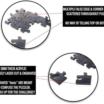 The Clearly Impossible Puzzle ® 100, 200, 500, 1000 Pieces Hard Puzzle for Adults Cool Funny Difficult Puzzles Clear Hardest - (200 Piece WTF Edition)