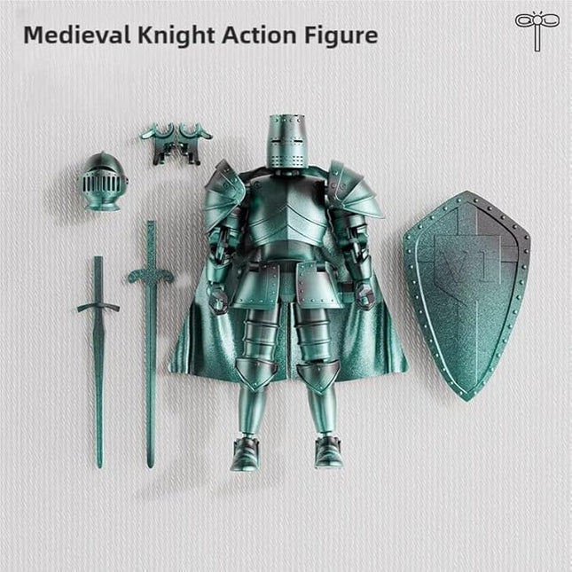 Medieval Action Figures,Knight Armor Action Figure,Multi-Jointed Movable Robot Mannequin T13,Dummy 13 Action Figure(Assembly Required) (D-Cyan)
