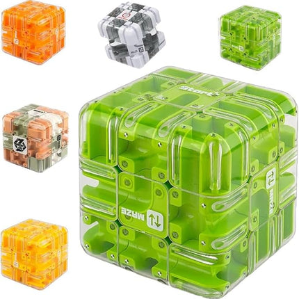 Large 3D Labyrinth Puzzle Maze Cub - an Engaging Brain Teaser Toy, high Difficulty,Suitable for Adults, Children,and Teenagers with Brain teasers,3D Maze Magic Cubes, Brain Training (Green)