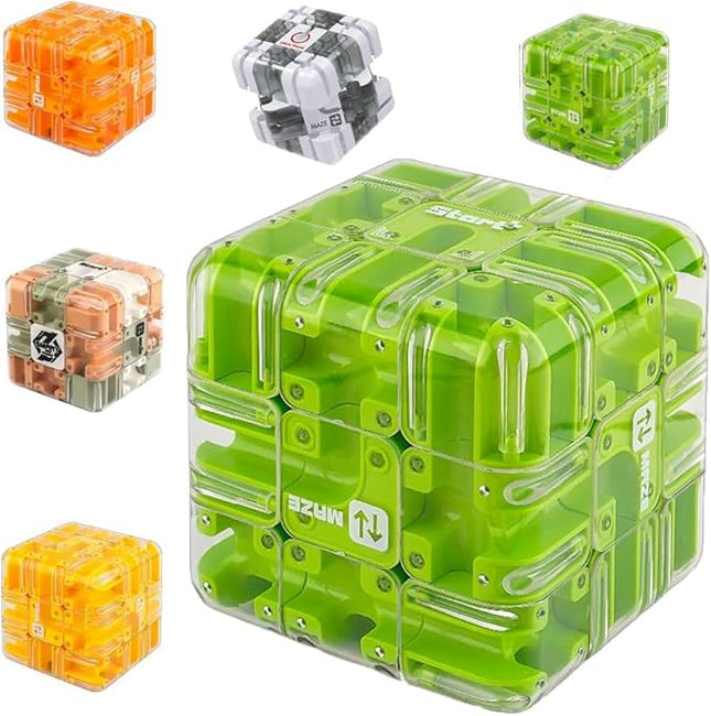 Large 3D Labyrinth Puzzle Maze Cub - an Engaging Brain Teaser Toy, high Difficulty,Suitable for Adults, Children,and Teenagers with Brain teasers,3D Maze Magic Cubes, Brain Training (Green)