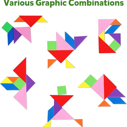 Travel Tangram Puzzle Magnetic Puzzle Book Game Road Trip Game Jigsaw Shapes Dissection STEM Games with Solution IQ Educational Toy for Kid Adult Challenge Brain Teasers 368 Patterns(2Pcs Tangrams)