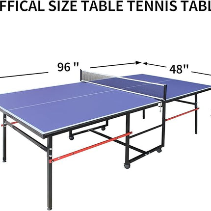 Table Tennis Table 4.5 FT / 6 FT / 8 FT / 9 FT Foldable Portable Ping Pong Table with 2 Table Tennis Paddles 3 Balls and Net for Indoor Outdoor Games