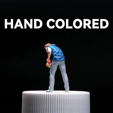 Painted Figure 1:64 Scale Mini Model Trains Architectural Plastic People Figures Standing Car Washer Figure Model,Suitable for Miniature Scenes(64189B)