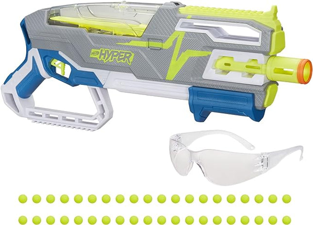Nerf Hyper Siege-50 Pump-Action Blaster, 40 Hyper Rounds, Eyewear, Up to 110 FPS Velocity, Easy Reload, Holds Up to 50 Rounds