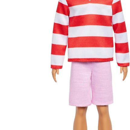 Barbie Fashionistas Ken Doll #241 with Blonde Hair Wearing Red and White Striped Polo Shirt with Pink Shorts, White Crew Socks and Sneakers