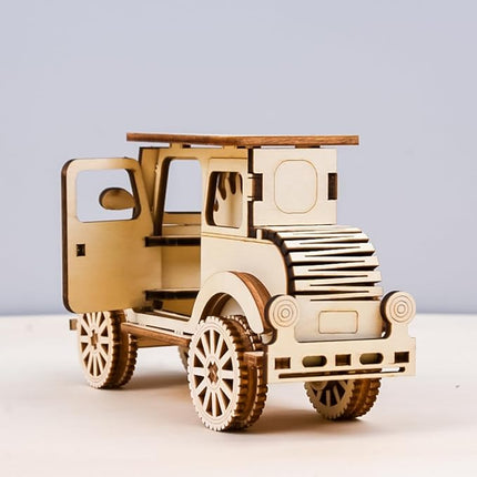 3D Wooden Puzzle Retro Car Model Desktop Toy DIY Handmade Wooden Model Car Kit Adult/Youth/Children Creative Gift