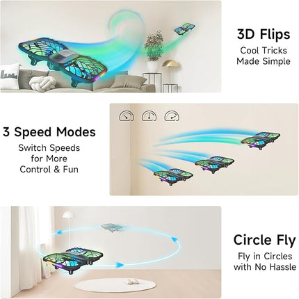 UranHub Drones for Kids 8-12, RC Drone with 720P HD FPV Camera,5 Lighting Modes/2 Batteries/3D Flip/3-Speed/Propeller Protection Cover, Cool Toys Gift for Kids and Beginners(Dark Brown)