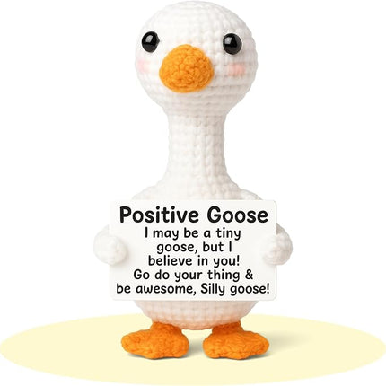 Mini Goose Positive Crochet Animals - Handmade Emotional Support Crochet Doll Desk Decor Pickle Gifts Emotional Support Plush for Anxiety & Stress Relief
