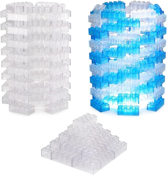 Feleph 100pcs 2x4 Bricks Transparent Pieces Clear Parts Classic Building Kit Creative Play Set Blocks Toy Basic Accessories Compatible with 3001 Major Brands