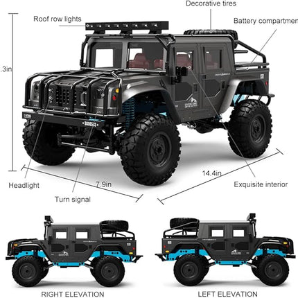 The perseids RC Truck RC Rock Crawler 1/12 Full Scale 4WD Remote Control Car Racing Vehicle Semi Truck and Trailer, 20km/h Offroad RC Truck RTR Climb Model Toys Hobby Grade RC Crawler with Metal