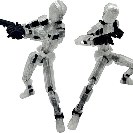 3D Printed 5.54-inch Multi-Jointed Action Figures Dummy13, Full Body Mechanical Movable Toy, Multiple Accessories, Hand Painted Figure, Desk Decoration, Creative Gifts (Transparent)