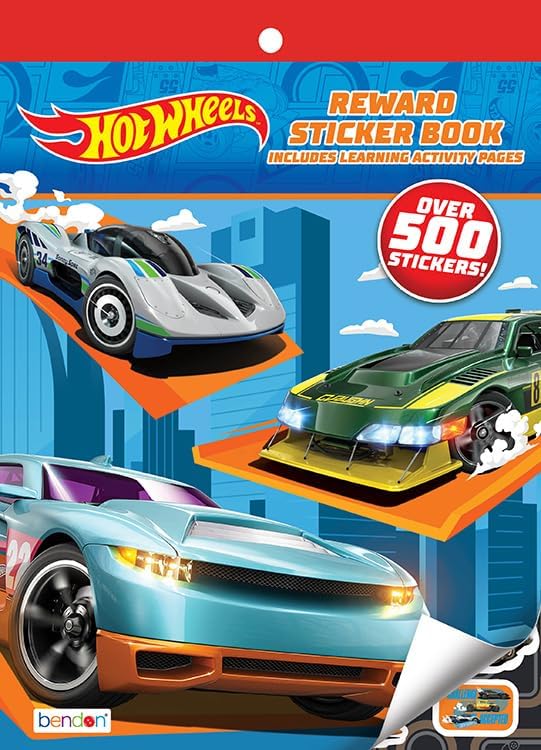 Hot Wheels Sticker Book | Hot Wheels Mini Coloring Book | Fast Cars Stickers Pad | Race Car Sticker for Boys | Car Books for Boys | Over 500+ Stickers | Officially Licensed