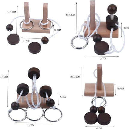 Brain Teaser Puzzle Wooden Threading Rope Loop Puzzle Luban Lock Brain Teaser Game Adult Kids Toy Puzzles for Adults (16)