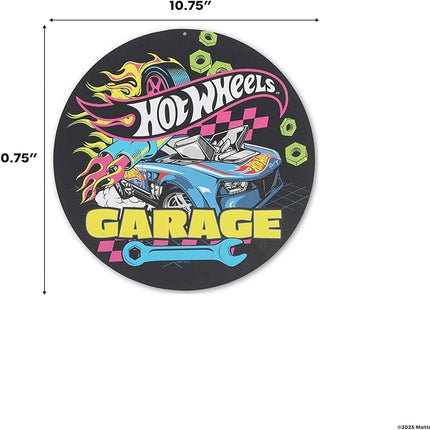 Mattel Hot Wheels Garage Neon Metal Sign - Fun Hot Wheels Wall Decor for Kids' Bedroom or Garage
