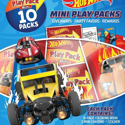 Hot Wheels Play Packs | Race Car Party Favors | Hot Wheels Party Favors | 10 Play Packs | Hot Wheels Coloring Pad, 2 Mini Crayons, and Sticker | 10-Pack | Officially Licensed
