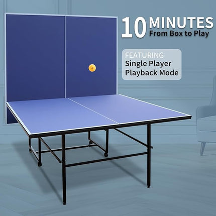 Table Tennis Table 4.5 FT / 6 FT / 8 FT / 9 FT Foldable Portable Ping Pong Table with 2 Table Tennis Paddles 3 Balls and Net for Indoor Outdoor Games