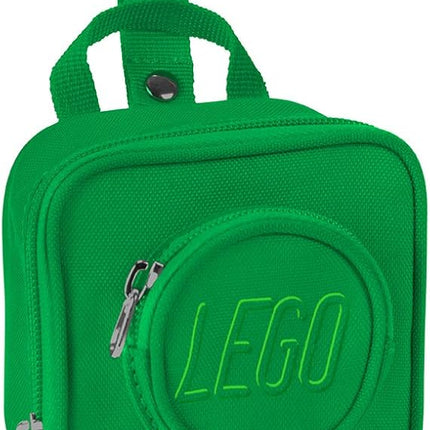 LEGO Kids Brick Mini Backpack Accessory Pouch with Novelty Backstraps, Snaps to Belt or Full-Size Backpack, Holds Small Items like Keys & Headphones, Green