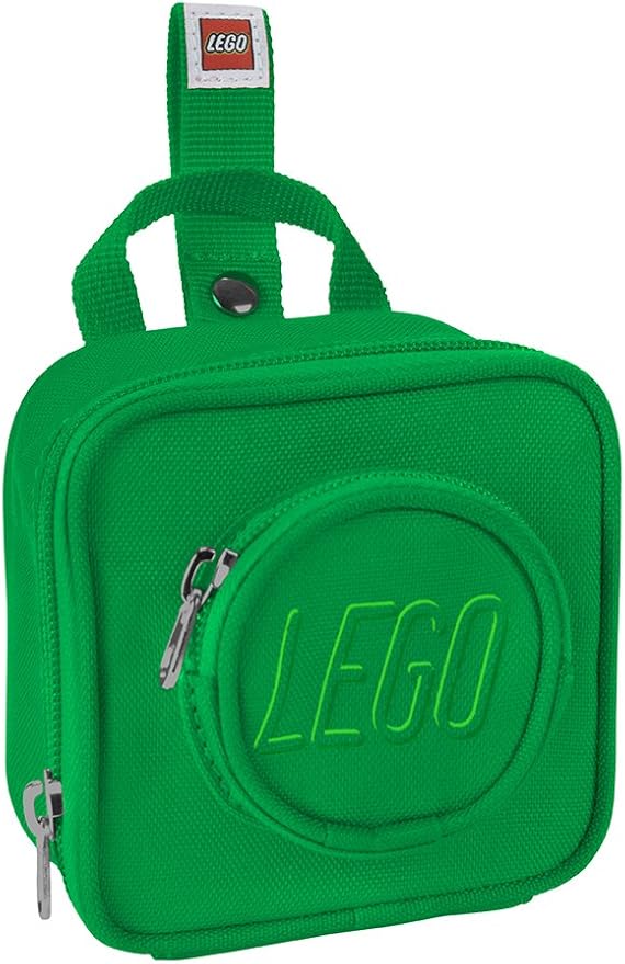 LEGO Kids Brick Mini Backpack Accessory Pouch with Novelty Backstraps, Snaps to Belt or Full-Size Backpack, Holds Small Items like Keys & Headphones, Green