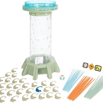 Mattel Games Jurassic World Dominion KerPlunk! Raptors Game with Tower, Sticks and Toy Velociraptor Dinosaurs, Toy and Collectible