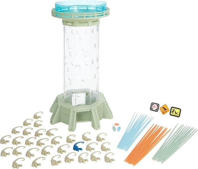 Mattel Games Jurassic World Dominion KerPlunk! Raptors Game with Tower, Sticks and Toy Velociraptor Dinosaurs, Toy and Collectible