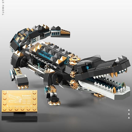 Animal Heavy Armored Jagged Alligator Building Block Toys (500+ PCS), Gifts for Adults and Children