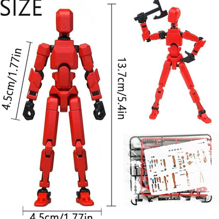 Titan13 Action Figure, Lucky Robot 13 Action Figures, 3D Printed Multi-Jointed Movable Action Figure, Dummy Robot 13 Figures Toy for Desktop Decorations Game Gifts (Red)