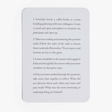 Intelligent Change Teams Get Closer Question Game, Conversation Cards for Team Culture and Bonding, Fun Talking Card Game for Colleagues, Icebreaker Activity 52 Question Cards